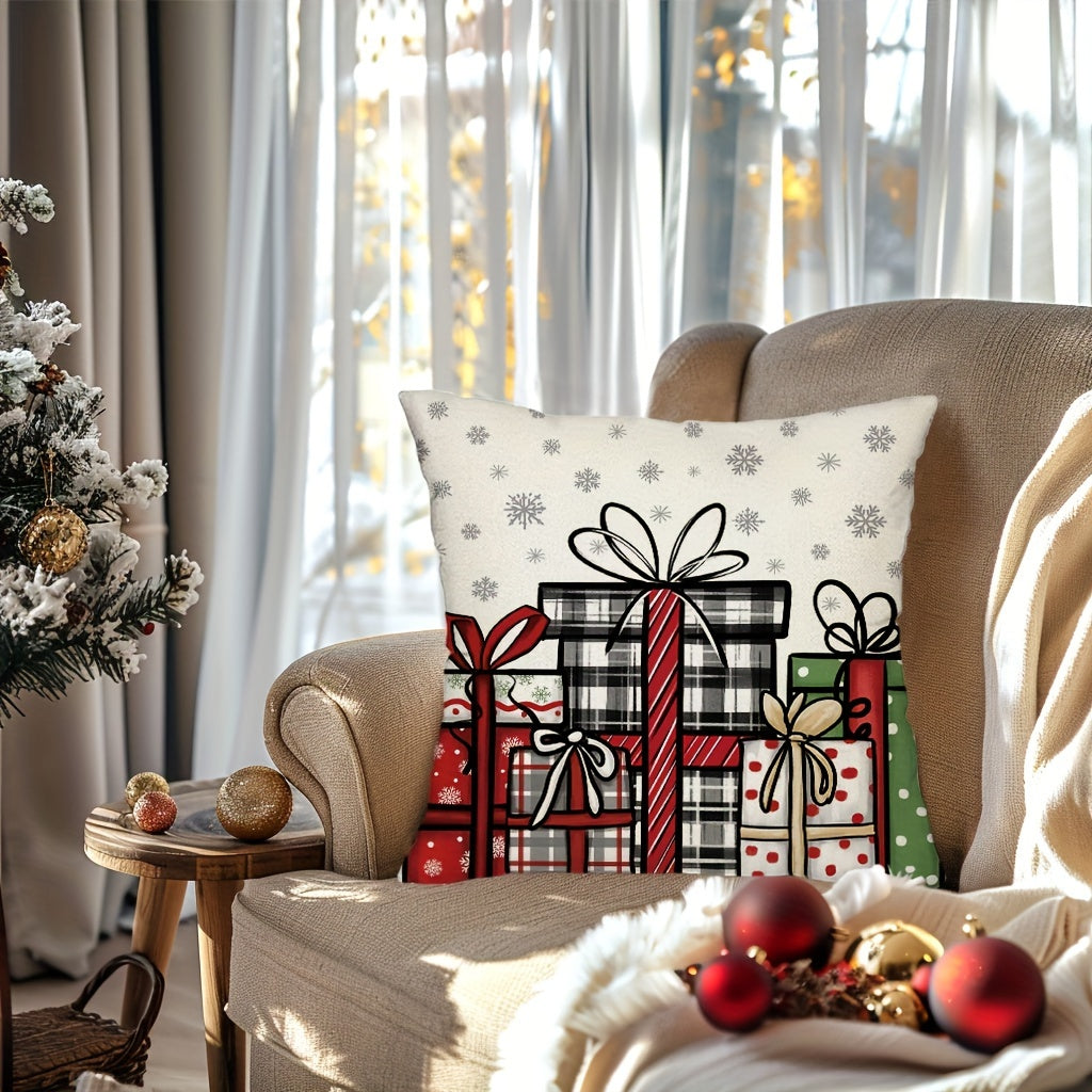 2pcs, Christmas Throw Pillow Covers, 18in*18in Christmas Tree Decorative Home Decor Cushion Covers, Farmhouse Winter Holiday Home Decor Pillowcases, For Porch Patio Couch Sofa Living Room Outdoor, Without Pillow Inserts