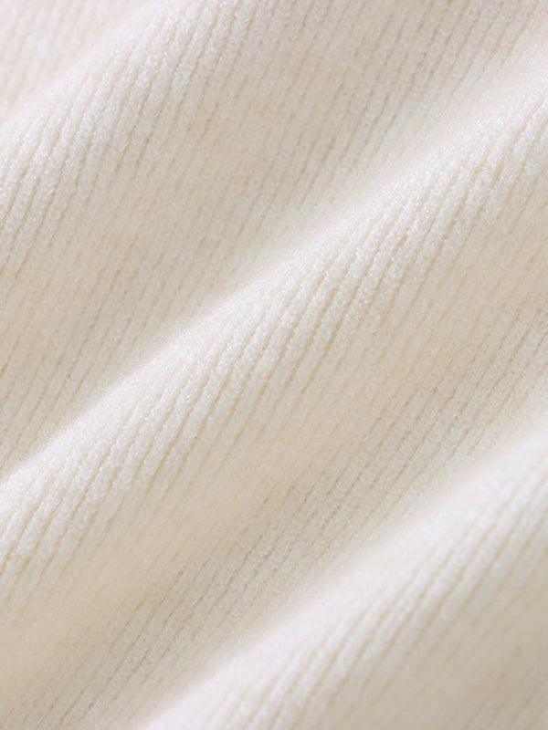 xakxx Long Sleeves Buttoned Split-Joint High-Neck Sweater Tops