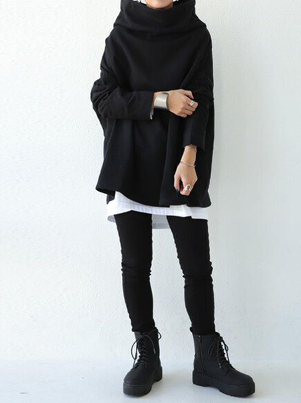 xakxx Urban Black&Gray High-Neck Long Sleeve Oversize T-Shirt