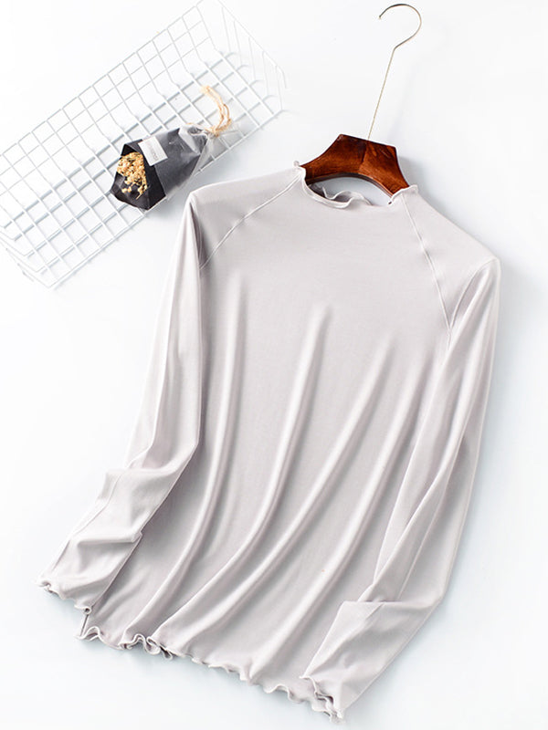 xakxx 7 Colors Solid Color Long Sleeves T-Shirt Top
