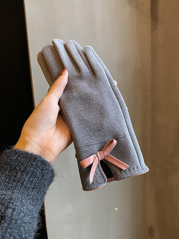 xakxx Bow-Embellished Split-Joint Gloves