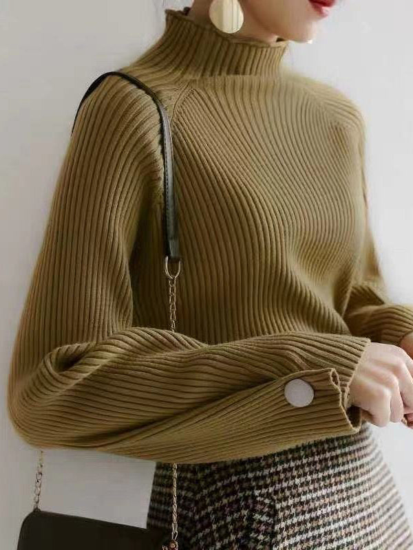 xakxx Simple Loose Solid Color High-Neck Sweater