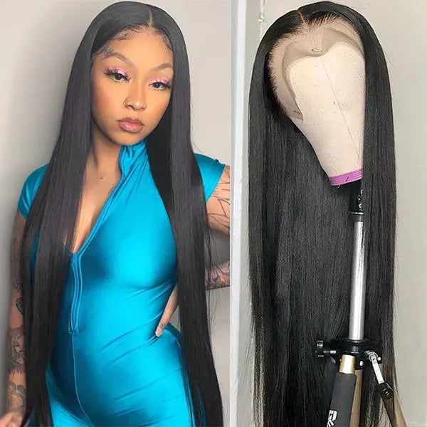 Ishow 10 12 14 16 18 inch 30 32 34 36 38 40inch Human Hair Wigs Yaki Straight Kinky Curly Water Loose Deep Body Lace Front Wig for Women All Ages Natural Color