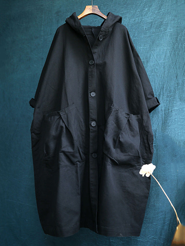 xakxx Original Solid Hooded Long Sleeve Outerwear&Coat