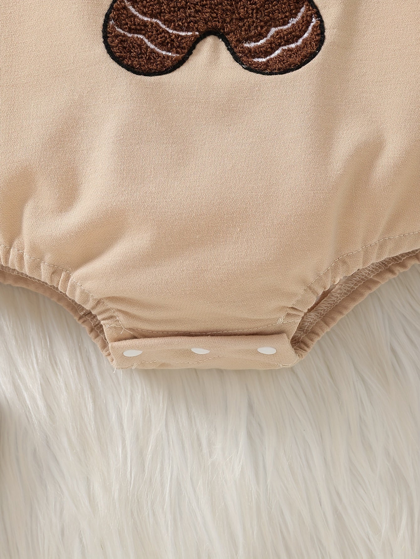 Christmas Gingerbread Man Embroidery Baby Bodysuit - Casual Crew Neck Long Sleeve Sweatshirt Onesie with Slight Stretch, 95% Polyester 5% Spandex Knit Fabric, All-Season Infant & Toddler Romper, For Outdoor
