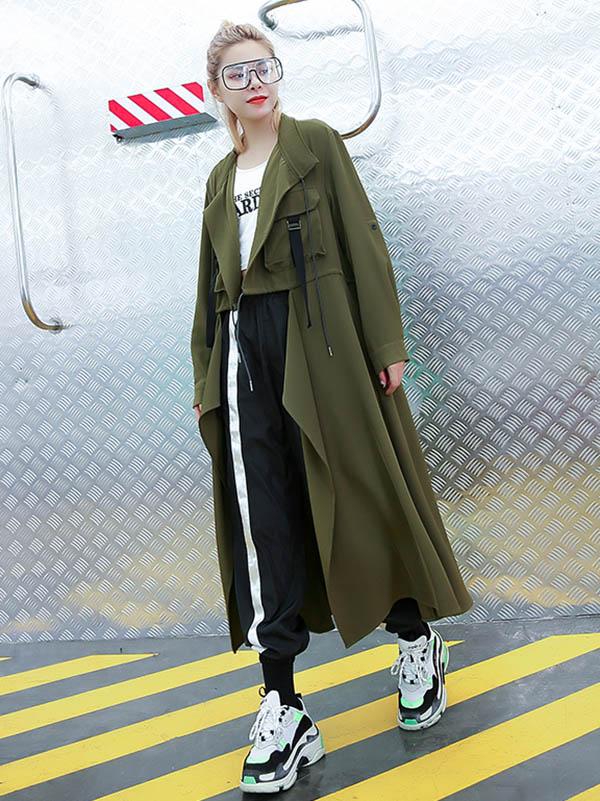 xakxx Light Loose Solid Trench Coat