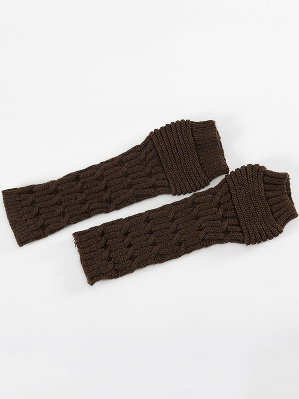 xakxx Solid Color Keep Warm Jacquard Knitted Sleevelet
