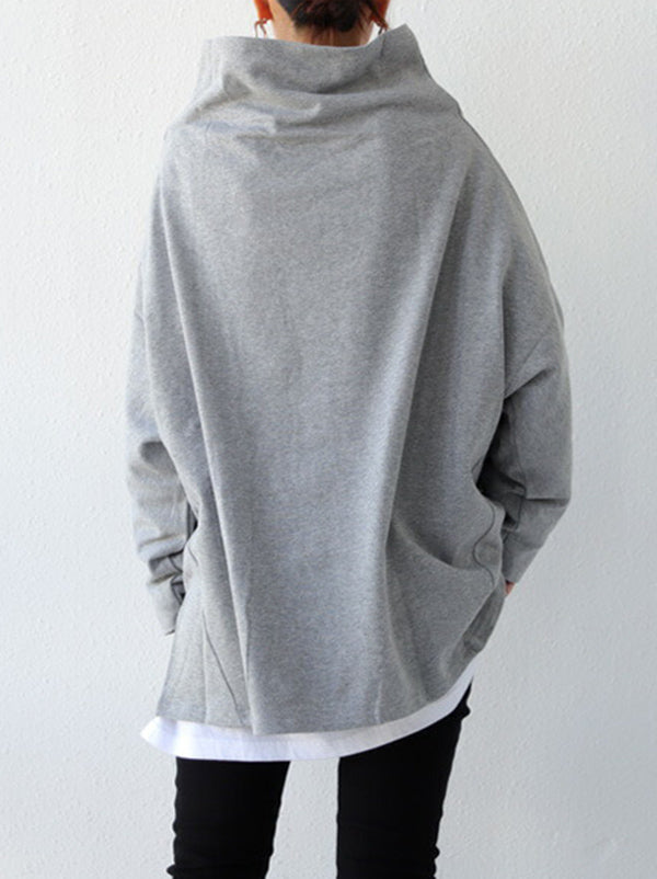xakxx Urban Black&Gray High-Neck Long Sleeve Oversize T-Shirt