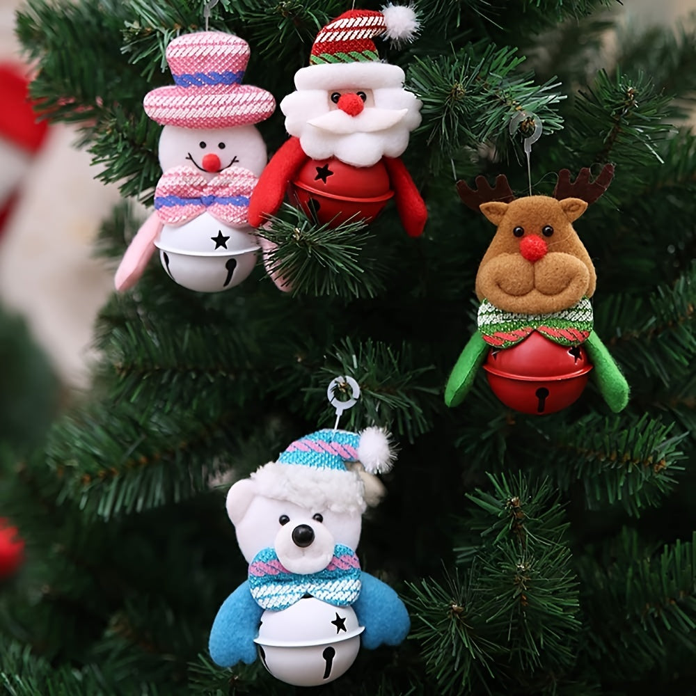 8pcs Felt Christmas Bells Ornaments, Hanging Jingle Bells Pendant, Xmas Tree Decorations for Santa Clause Snowman Reindeer Doll Elk Bear