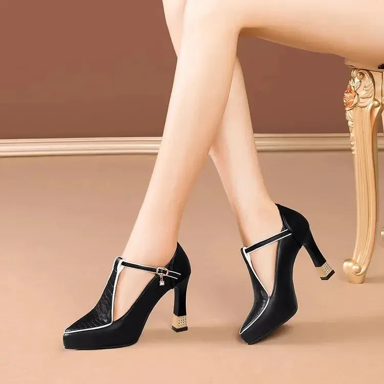 95Sexy Midheel Pointy Party Summer Fashion Dress Elegant Shoes for Skinny Heel High Women 240620