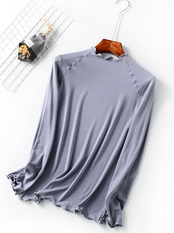 xakxx 7 Colors Solid Color Long Sleeves T-Shirt Top