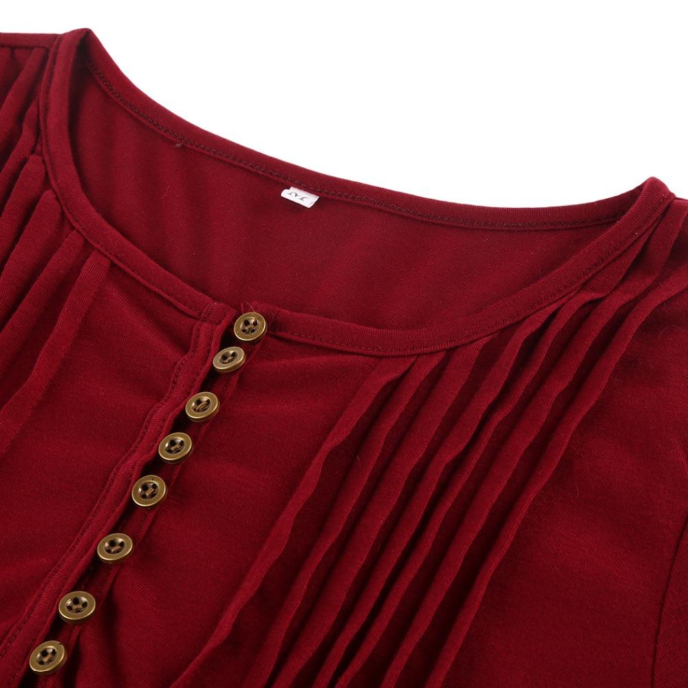 Xakxx - Women Elegant Ruffles Tops Plus Size Flare Sleeve Solid Casual Loose Shirt Blouse