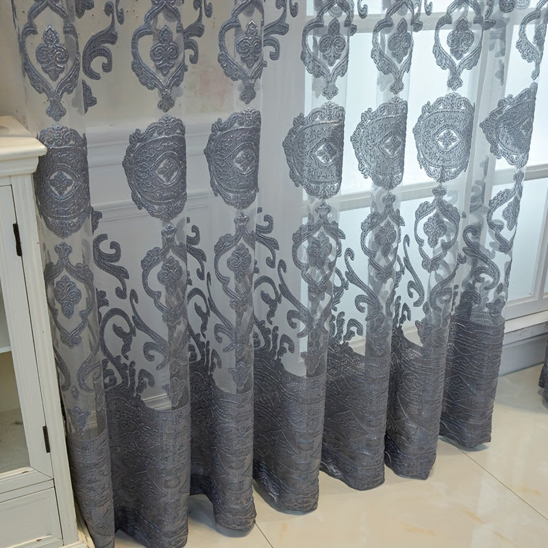 1pc Exquisite Jacquard Embroidered Window Sheer Curtain - Soft, Stylish, and Breathable Window Treatment for Living Room, Bedroom, and Balcony - Elevate Your Home Decor with Luxurious Textures and Natural Light Filtering