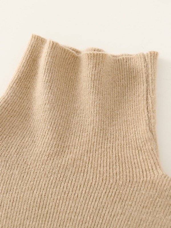 xakxx Simple Skinny Long Sleeves Solid Color High-Neck Pullovers