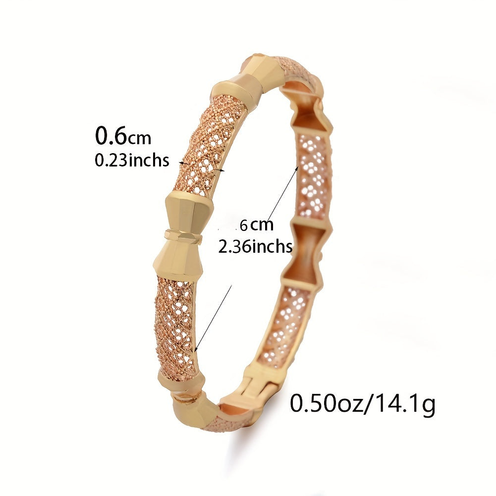 4pcs Exquisite Tribal Bangles - 24k Plated, Retro Design, Traditional Engagement and Wedding Jewelry, Perfect Party Decor, Gift for Female, Stylish Accessory for Any Occasion