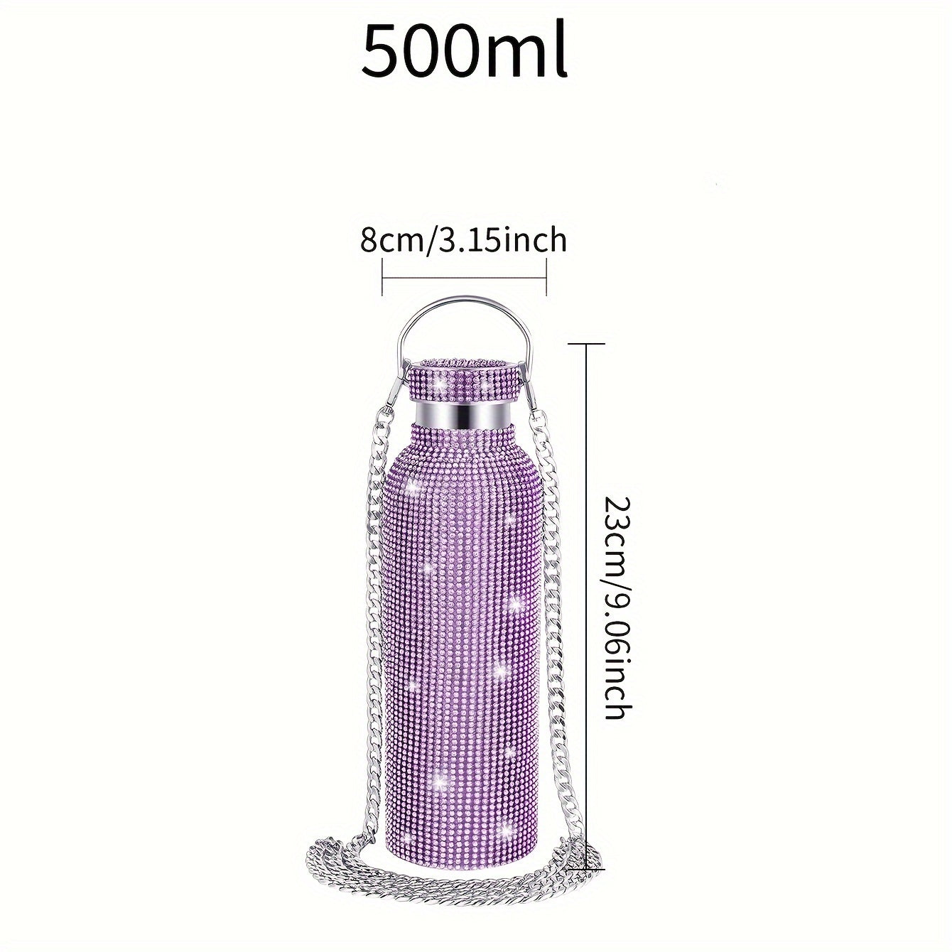 1pc, Studded Vacuum Flask, Stainless Steel Insulated Water Bottles, Shiny Glitter Rhinestone Decor Thermal Cups, For Hot And Cold Beverages, Summer Winter Drinkware, Travel Accessories, Birthday Gifts, Multiple Sizes Optional