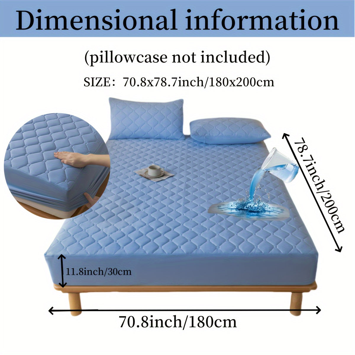 1pc Luxurious Waterproof Mattress Protector - Noiseless, Embossed, Dustproof, Thick, Breathable, Washable, Incontinence Protection - Ideal for Single, Twin, Full, Queen, King Bed Sizes, Bedroom, Guest Room, Apartment, School