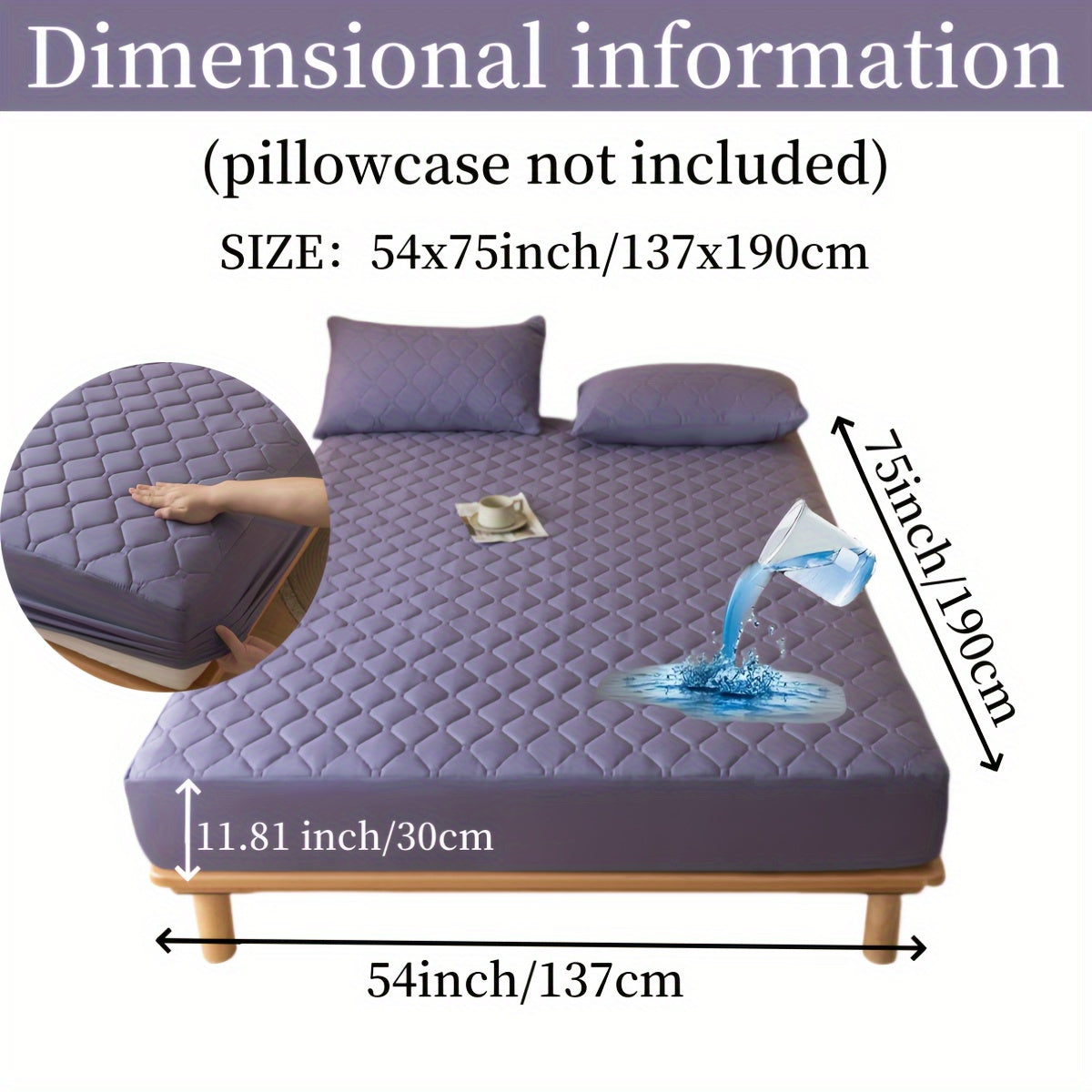 1pc Luxurious Waterproof Mattress Protector - Noiseless, Embossed, Dustproof, Thick, Breathable, Washable, Incontinence Protection - Ideal for Single, Twin, Full, Queen, King Bed Sizes, Bedroom, Guest Room, Apartment, School