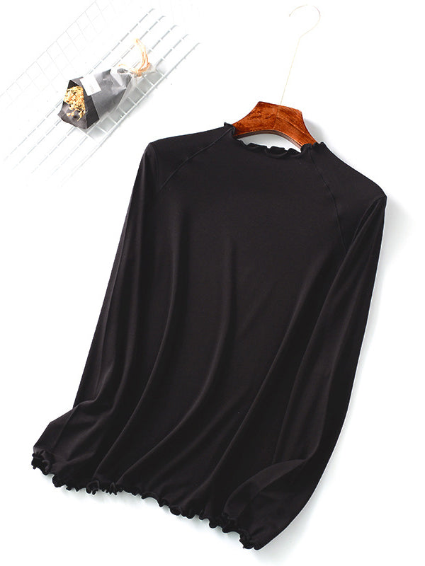 xakxx 7 Colors Solid Color Long Sleeves T-Shirt Top