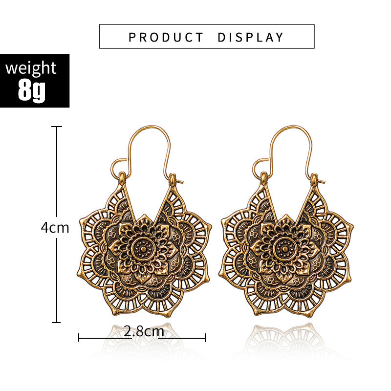 xakxx Vintage Hollow Alloy Flower Earring Accessories