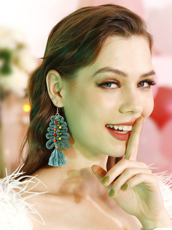 xakxx Tasseled Earrings Christmas Tree Accessories