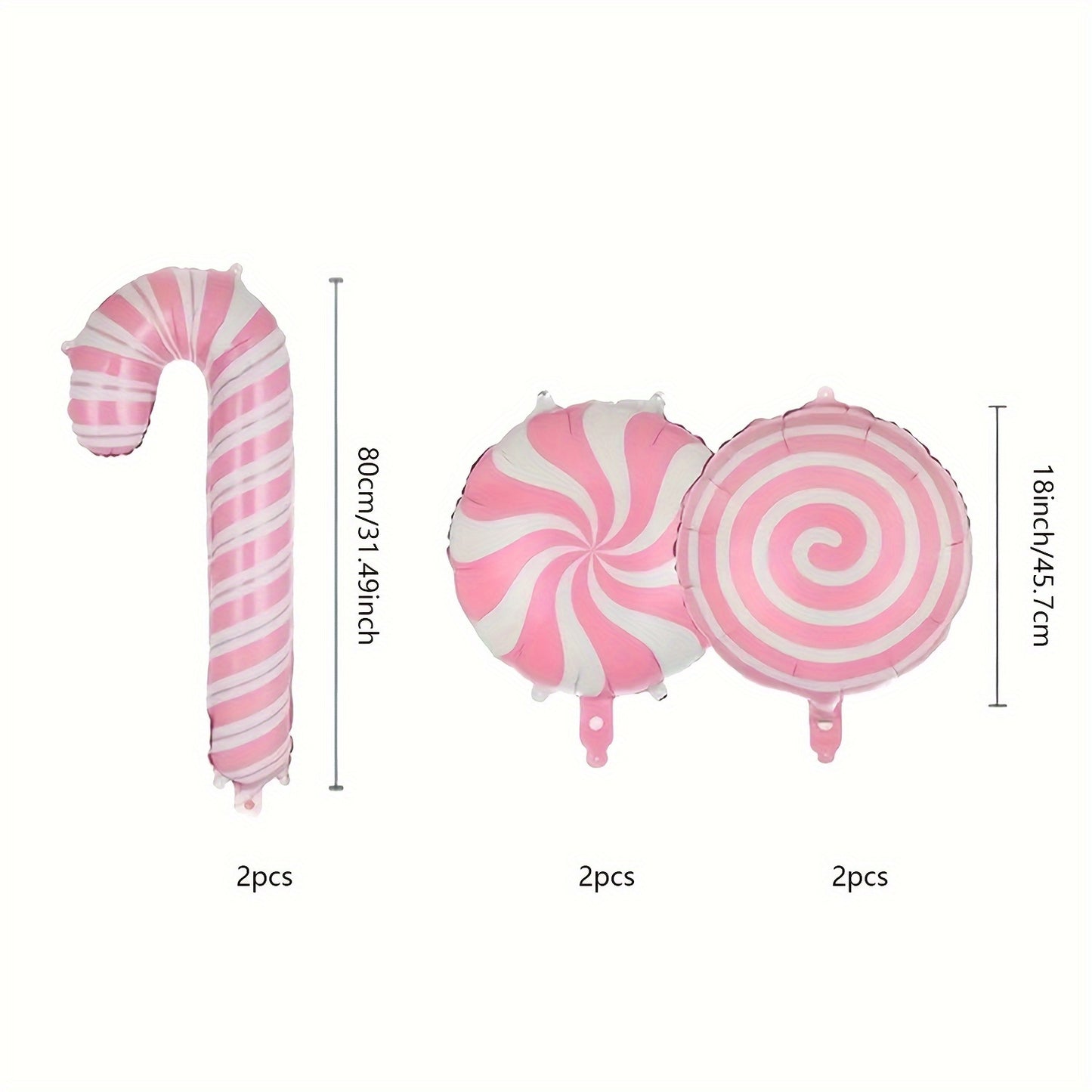 6pcs 18-inch Pink Candy Windmill Round Ball Large Crutch Christmas Stick Balloon Christmas New Year Party Decoration Balloon, Best for Christmas