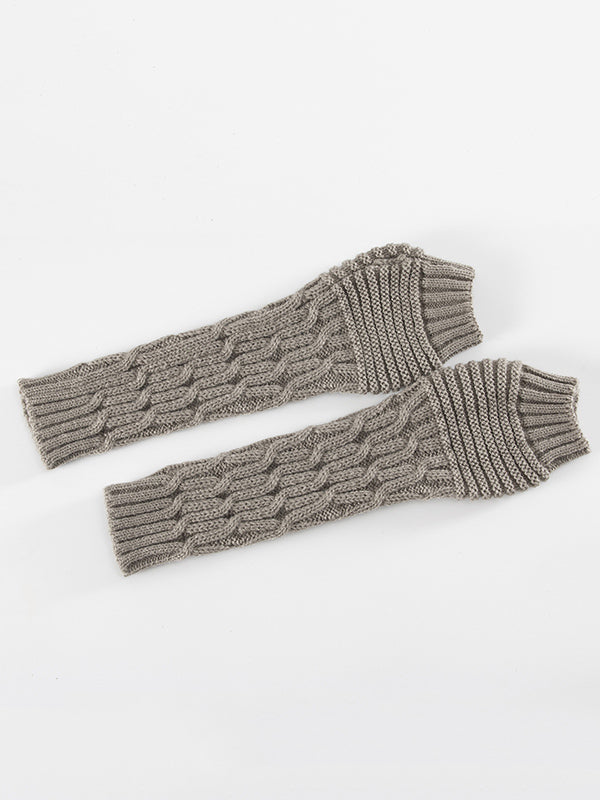 xakxx Solid Color Keep Warm Jacquard Knitted Sleevelet