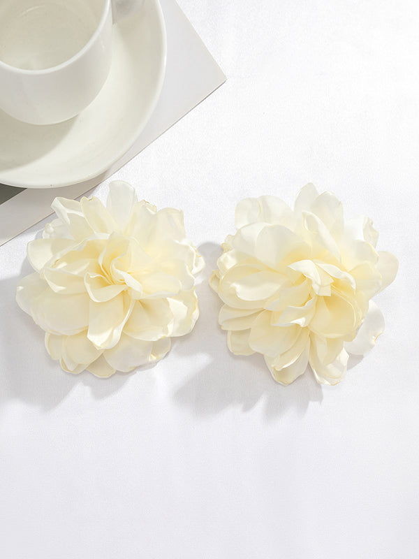 xakxx Solid Color Three-Dimensional Flower Drop Earrings
