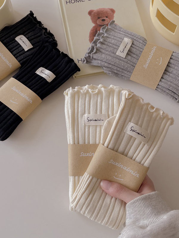 xakxx Pleated Wood Ear Lace Socks