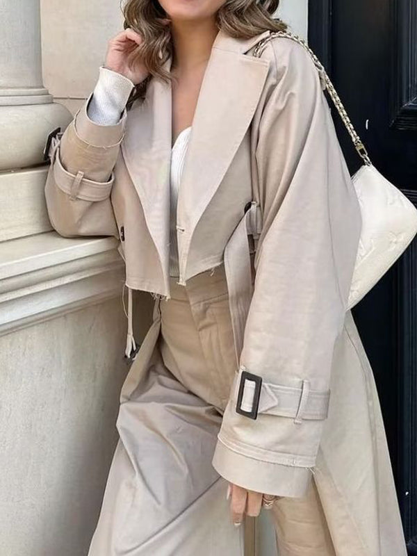 xakxx Long Sleeves Loose Split-Joint Lapel Jackets