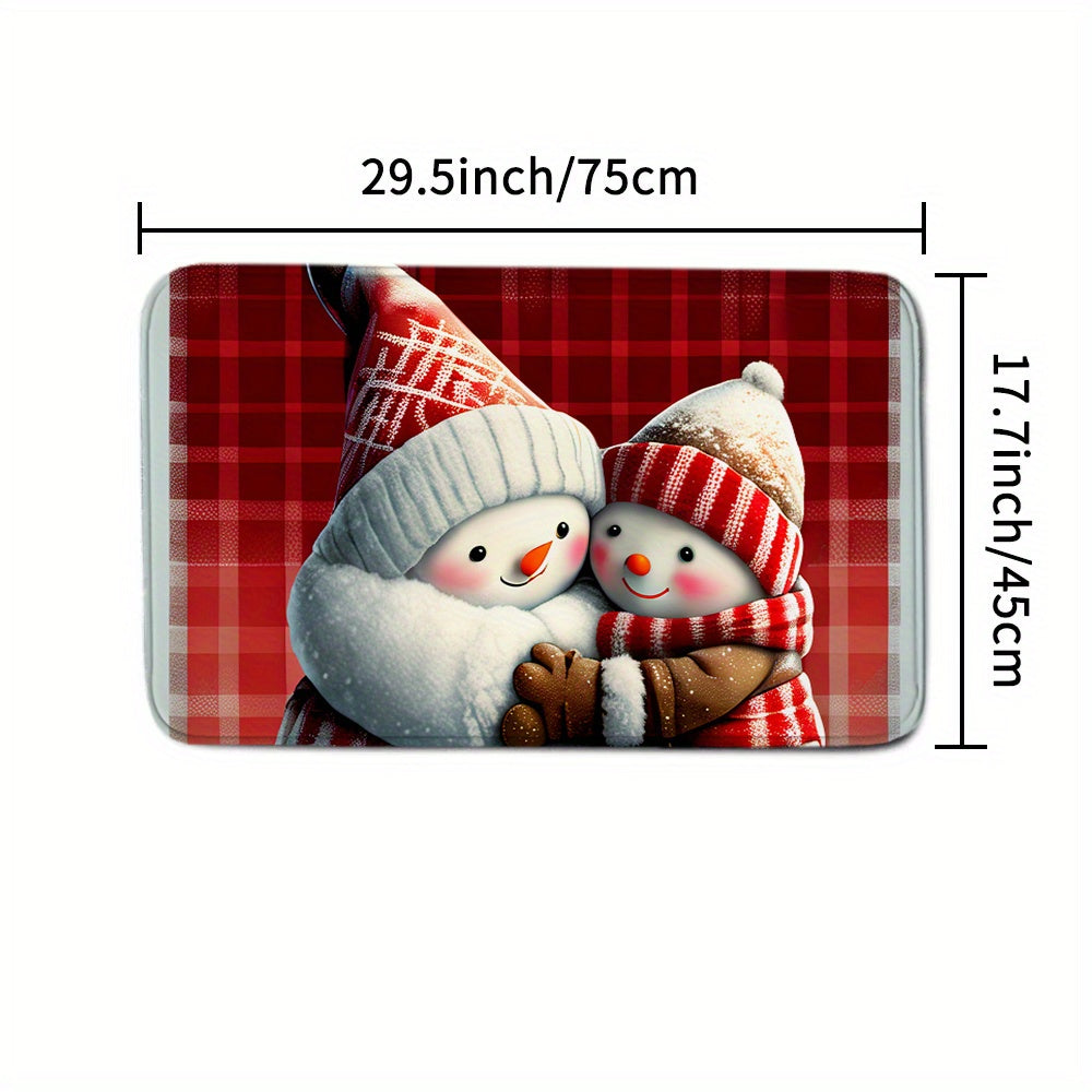 1pc, Ultra Soft and Non-Slip Christmas Snowman Bathroom Rugs Set - Perfect for Bathroom/Shower - Machine Washable - Absorbent Bath Mat Carpets - U-Shaped Contour Rug - Bathroom Supplies