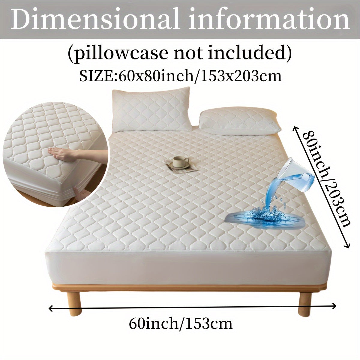 1pc Luxurious Waterproof Mattress Protector - Noiseless, Embossed, Dustproof, Thick, Breathable, Washable, Incontinence Protection - Ideal for Single, Twin, Full, Queen, King Bed Sizes, Bedroom, Guest Room, Apartment, School