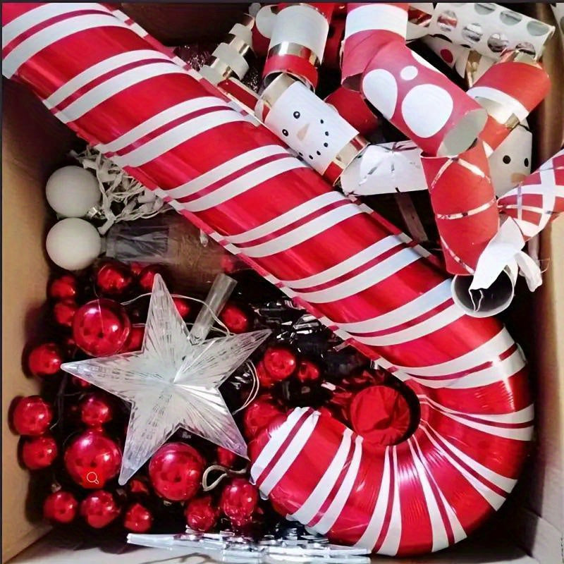 2pcs Red & White Candy Cane Foil Balloons for Christmas, Valentine's Day & New Year's Celebrations - Perfect for Holiday Parties & Home Decor
