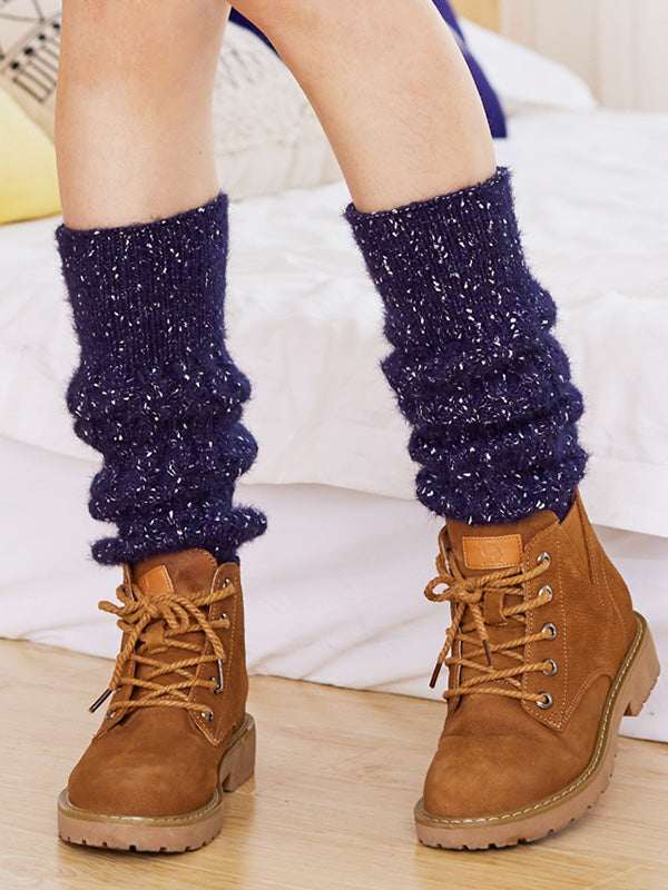 xakxx Wool Knitted Dot Twist Leg Warmers Accessories