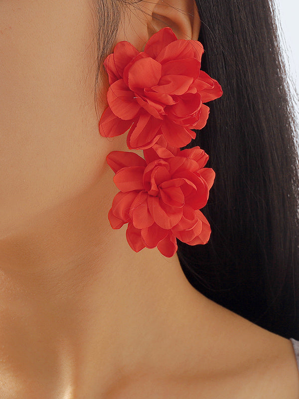 xakxx Three-Dimensional Flower Drop Earrings