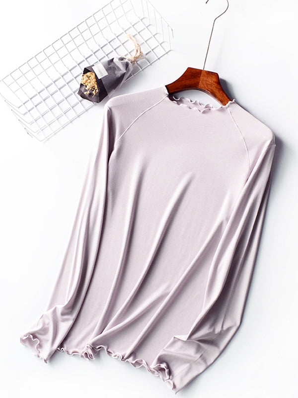 xakxx 7 Colors Solid Color Long Sleeves T-Shirt Top