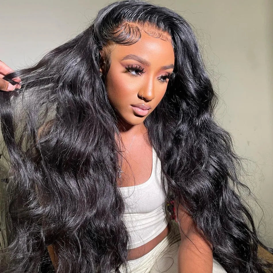Brazilian Hair Body Wave Highlight Black With Blue Lace Frontal Wig HD Transparent Glueless Full Lace Front Wigs For Women