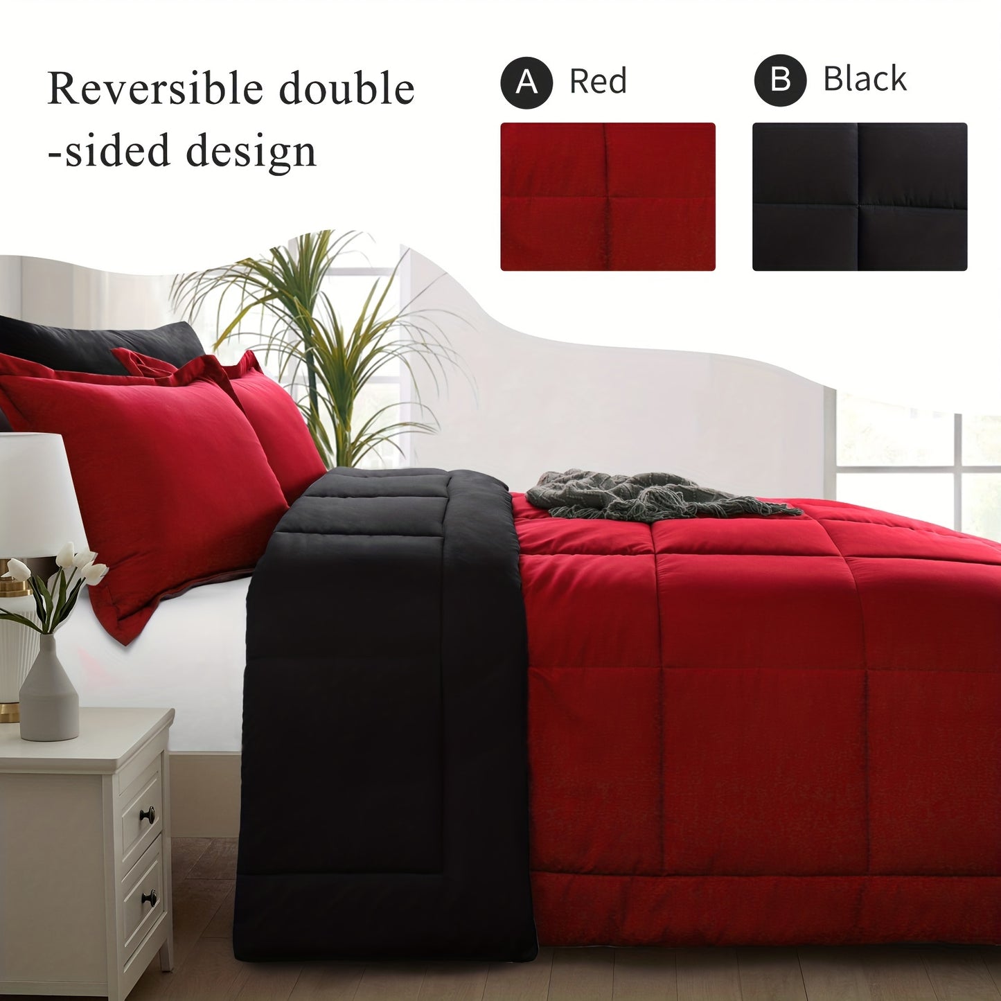2/3pcs Luxurious Reversible Down Alternative Comforter Set - Ultra Soft, Lightweight, and Breathable for All Seasons - Includes 1 Pillow Sham, Hypoallergenic, Easy Care, and Machine Washable