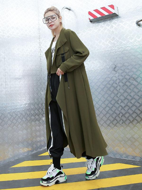 xakxx Light Loose Solid Trench Coat