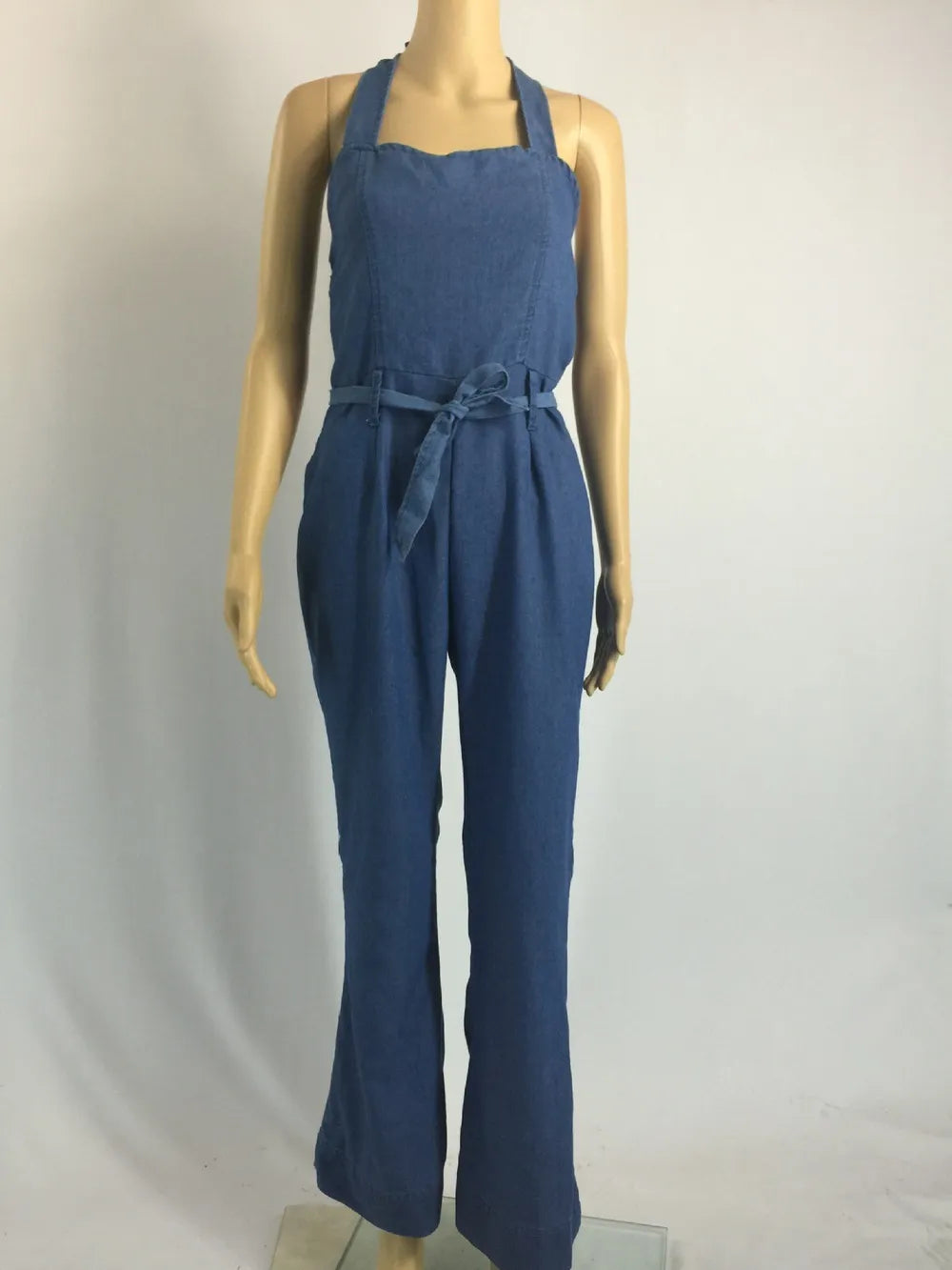 Wholesale- Women Summer Sexy Denim Jumpsuits Ladies Loose Jumpsuit Party Overalls Womens Sleeveless Night Club Rompers Combinaison Femme