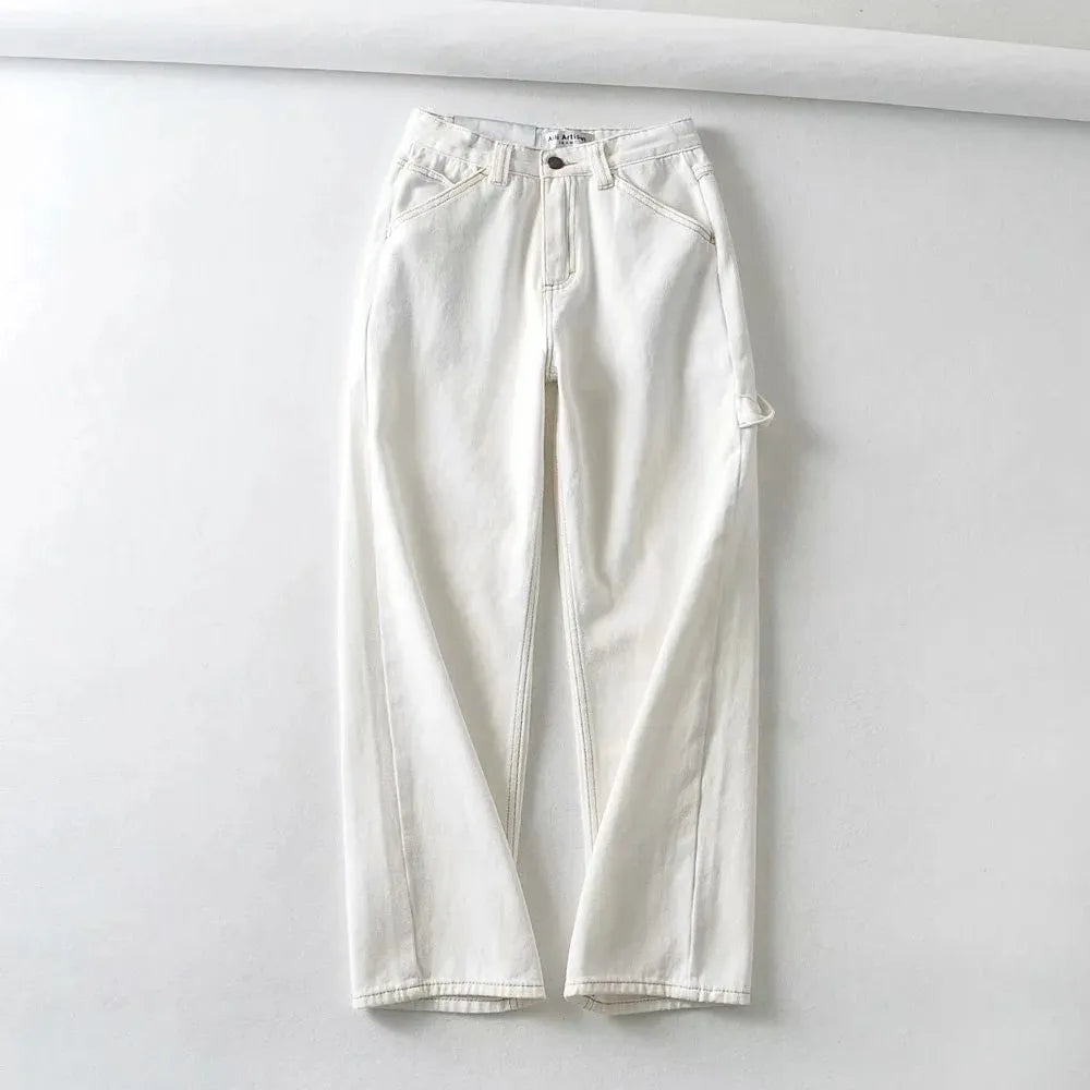 Baggy Jeans for Women Loose High Waist Boyfriend Mom jeans Big Pockets Black Straight Denim Pants Fashion Hot Sale