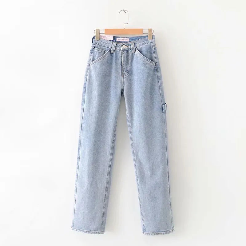 Baggy Jeans for Women Loose High Waist Boyfriend Mom jeans Big Pockets Black Straight Denim Pants Fashion Hot Sale
