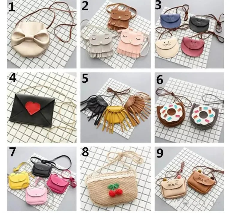 Cute Kids Coin Purse Little Girls Rabbit Messenger Bags Baby Girls Cat Messenger Bags Animal Fashion Decoration Bags Gifts
