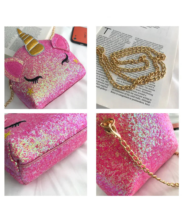 5 styles Chain Shoulder Bags Bling Sequins Cartoon Crossbody Purse kids Messenger coin party favor gift C6680