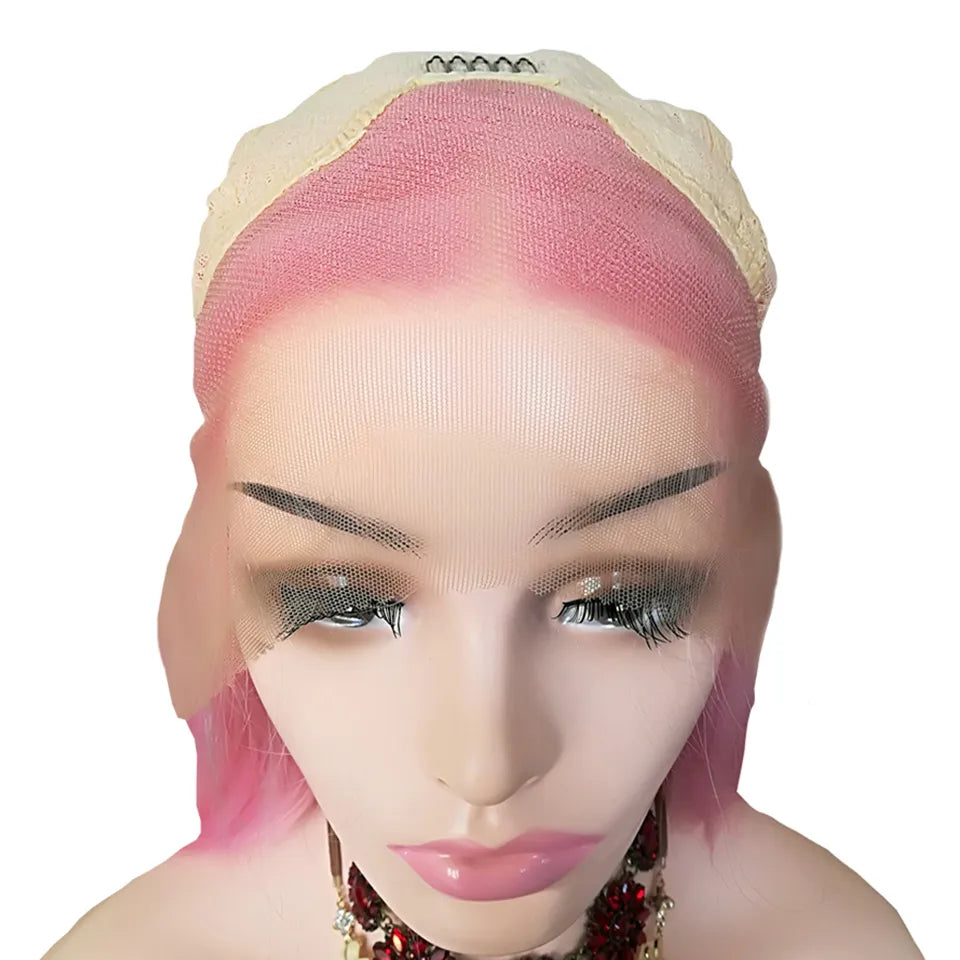 Brazilian 13x4 Blonde Ombre Blue Lace Front Wigs For Women Body Wave Short Simulation Human Hair Wig HD Lace Frontal Wig