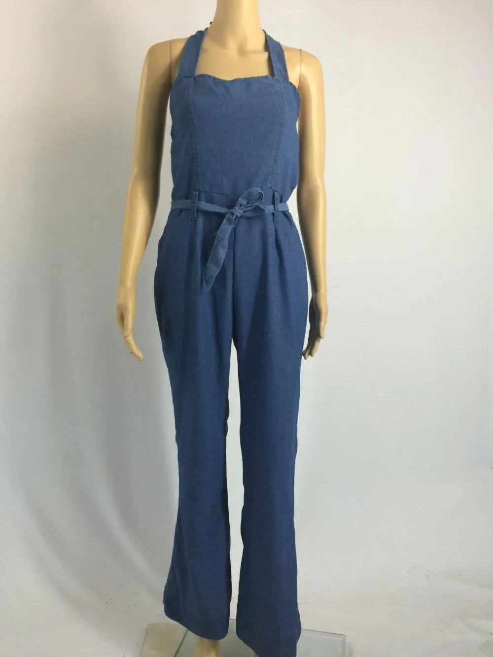 Wholesale- Women Summer Sexy Denim Jumpsuits Ladies Loose Jumpsuit Party Overalls Womens Sleeveless Night Club Rompers Combinaison Femme