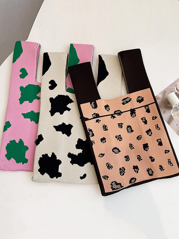 xakxx Urban Knitting Cow Pattern Bags Accessories Handbags