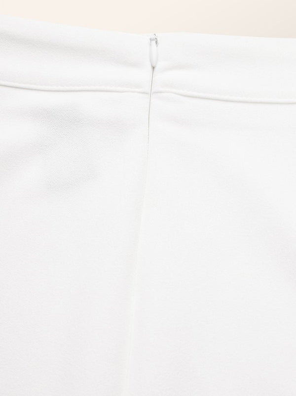 xakxx High Waisted Solid Color Zipper Skirts