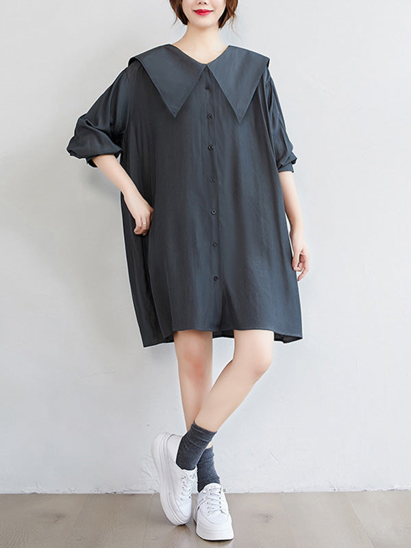 xakxx Original Printed Doll Collar Shirt Dress