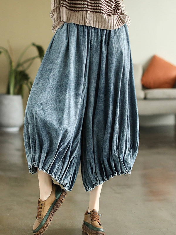 xakxx Vintage Elastic Waist Wide Leg Over Size Jean Pants
